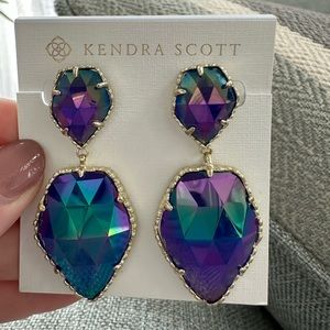 ❌SOLD❌ KS Gold and Cobalt Iridescent Selma Earrings